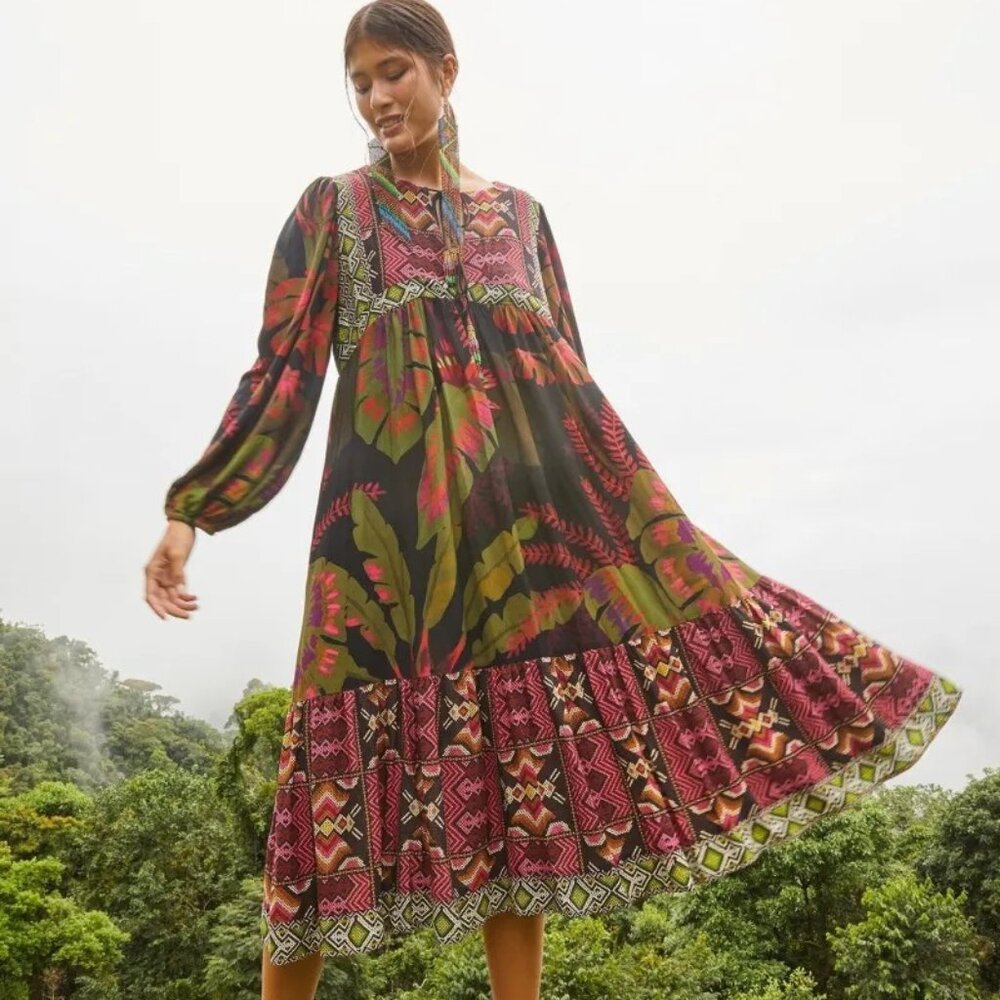FARM RIO TROPICAL FOREST MIDI DRESS